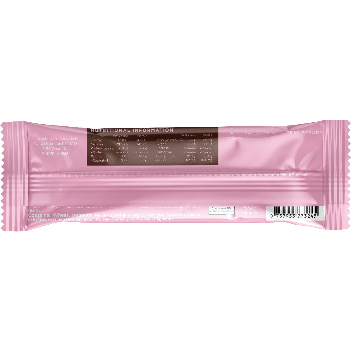 SWITCH NUTRITION Plant Protein Bar Choc Rocky Road x 12