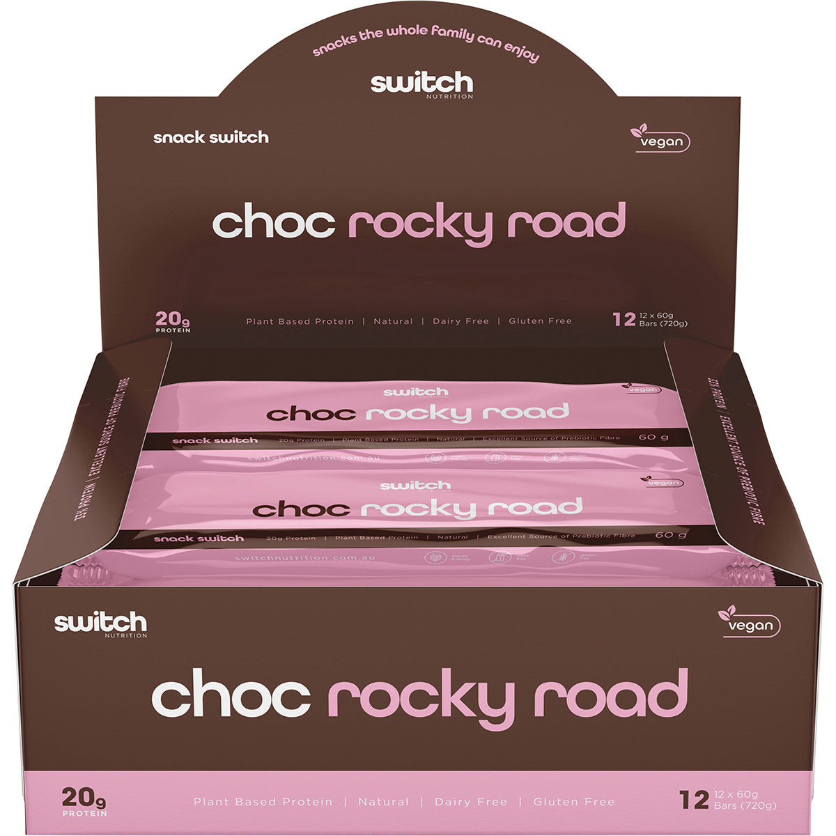 SWITCH NUTRITION Plant Protein Bar Choc Rocky Road x 12
