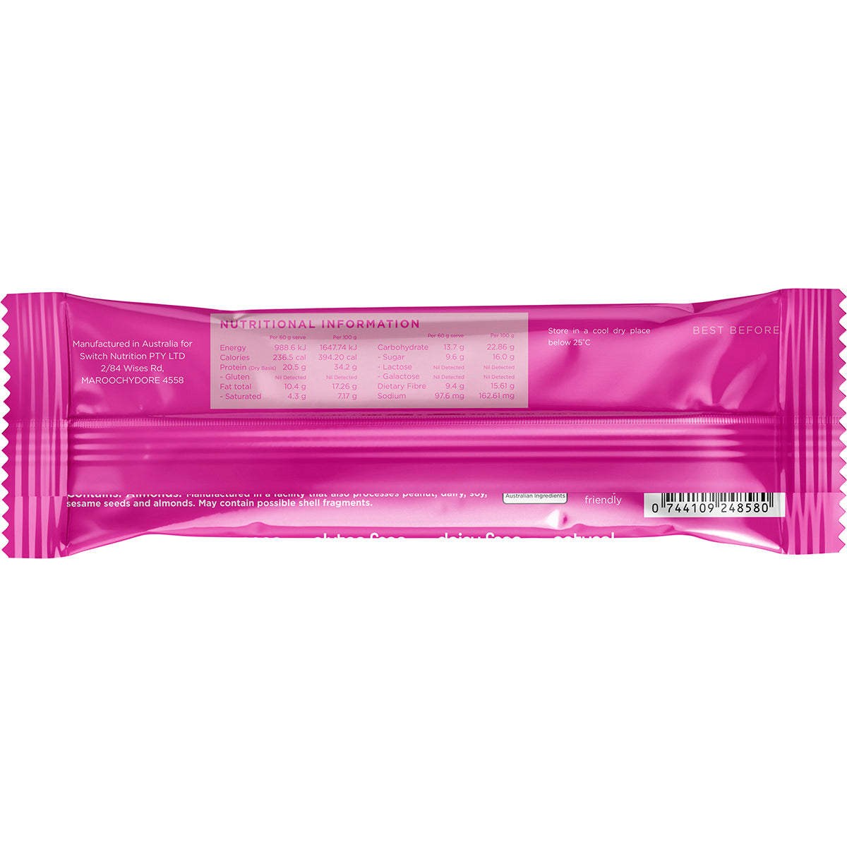 SWITCH NUTRITION Plant Protein Bar Choc Berry Ripe x 12