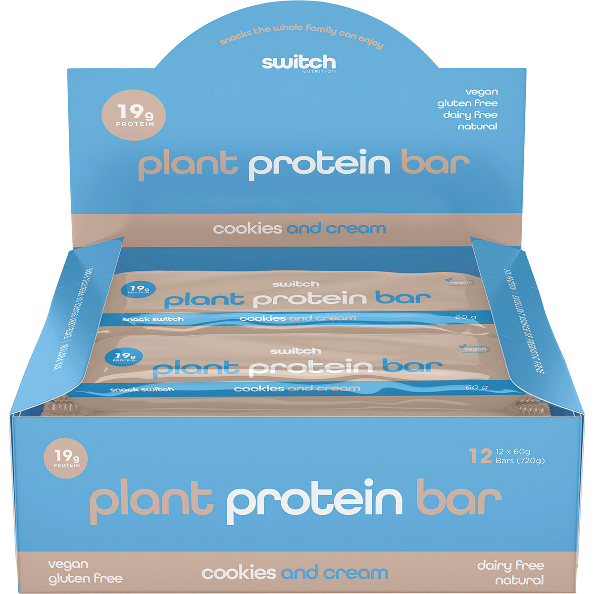 SWITCH NUTRITION Plant Protein Bar Cookies and Cream x 12