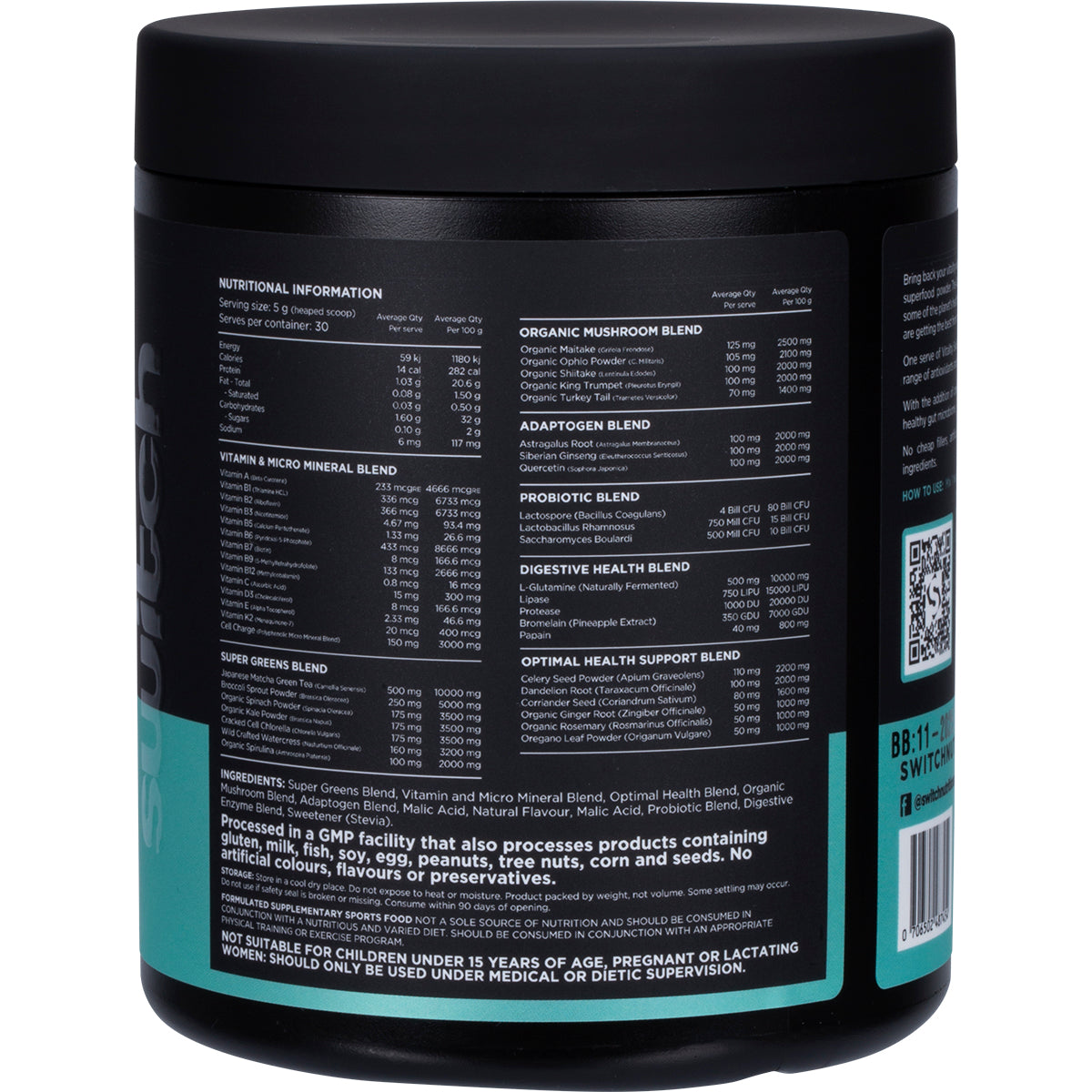 SWITCH NUTRITION Vitality Revitalising Greens Powder Granny Smith 1 x 150g