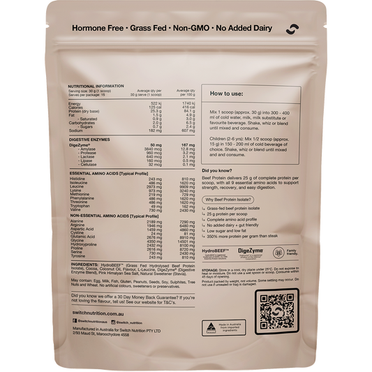 Switch Nutrition Beef Protein Isolate Chocolate Sea Salt