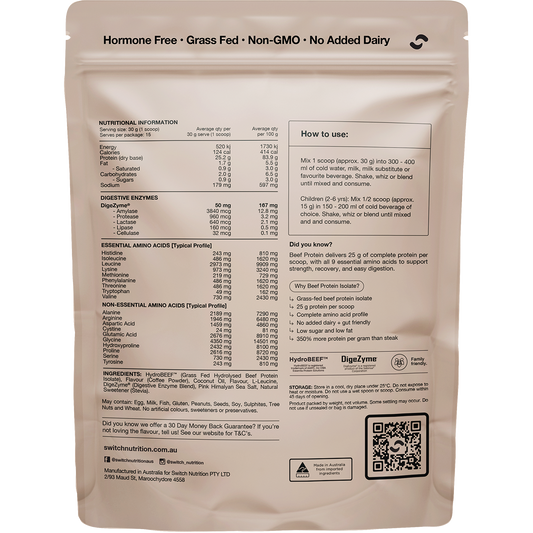 Switch Nutrition Beef Protein Isolate Iced Latte