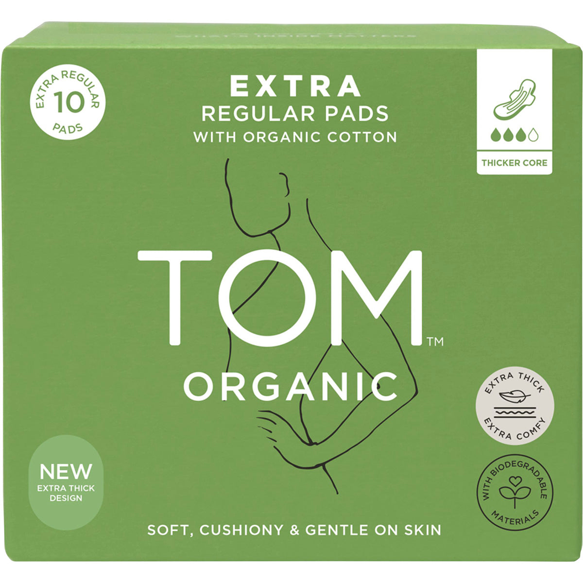 TOM ORGANIC Pads Extra Regular 4 x 10pk