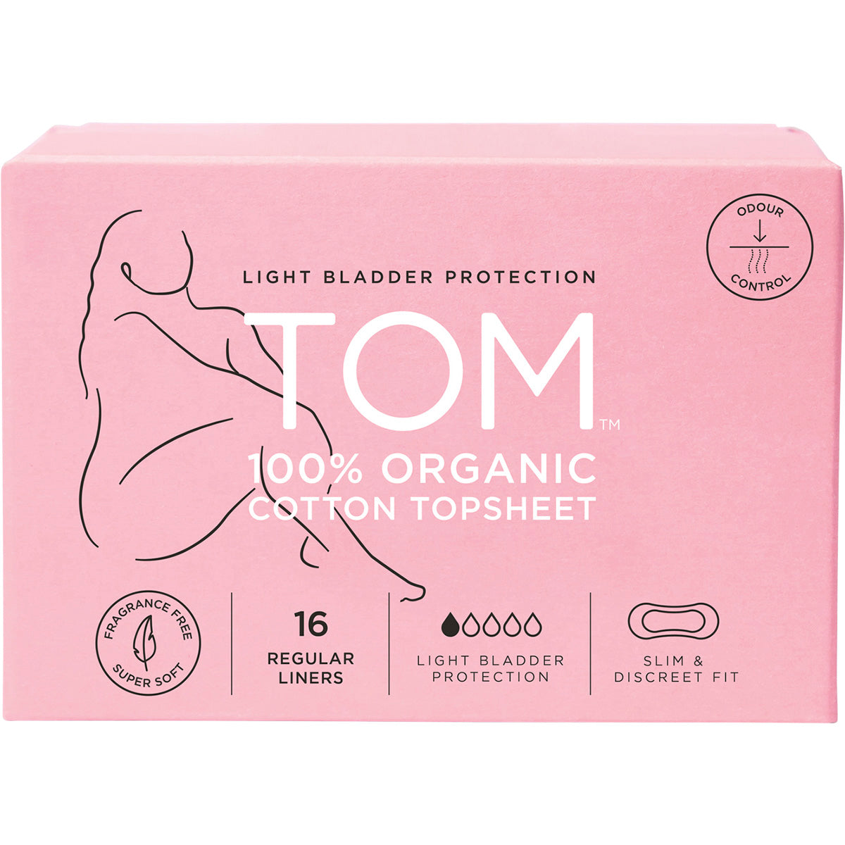 TOM ORGANIC Liners Light Bladder Protection Regular 4 x 16pk