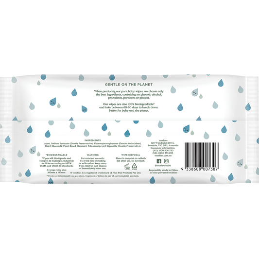 Tooshies Eco Pure Baby Wipes 99% Pure Water