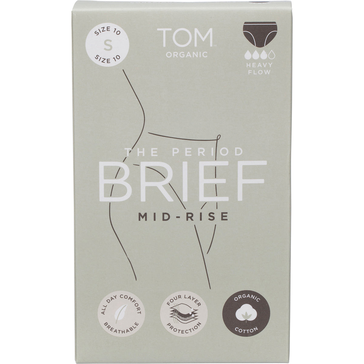 TOM ORGANIC The Period Brief Mid Rise Black Small 1 x 8pk
