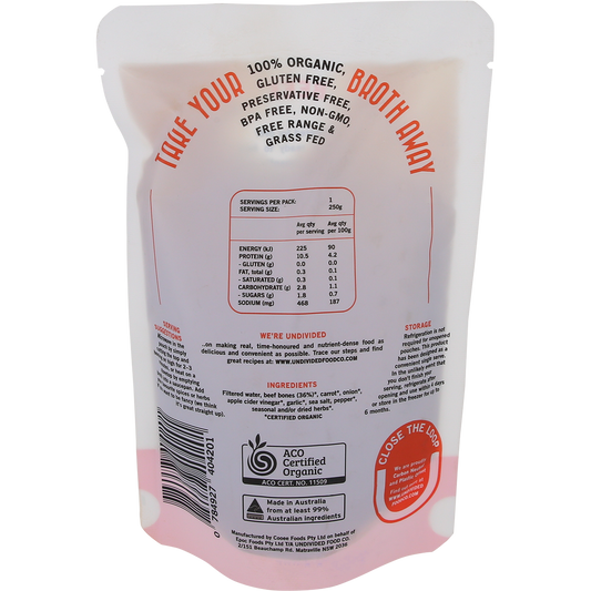 Undivided Food Co Good Bones 100% Organic Beef Bone Broth - Box of 8