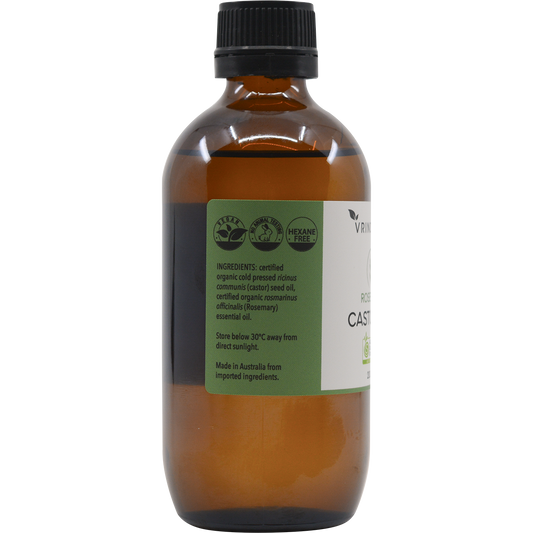 Vrindavan Castor Oil and Rosemary Amber Glass Bottle
