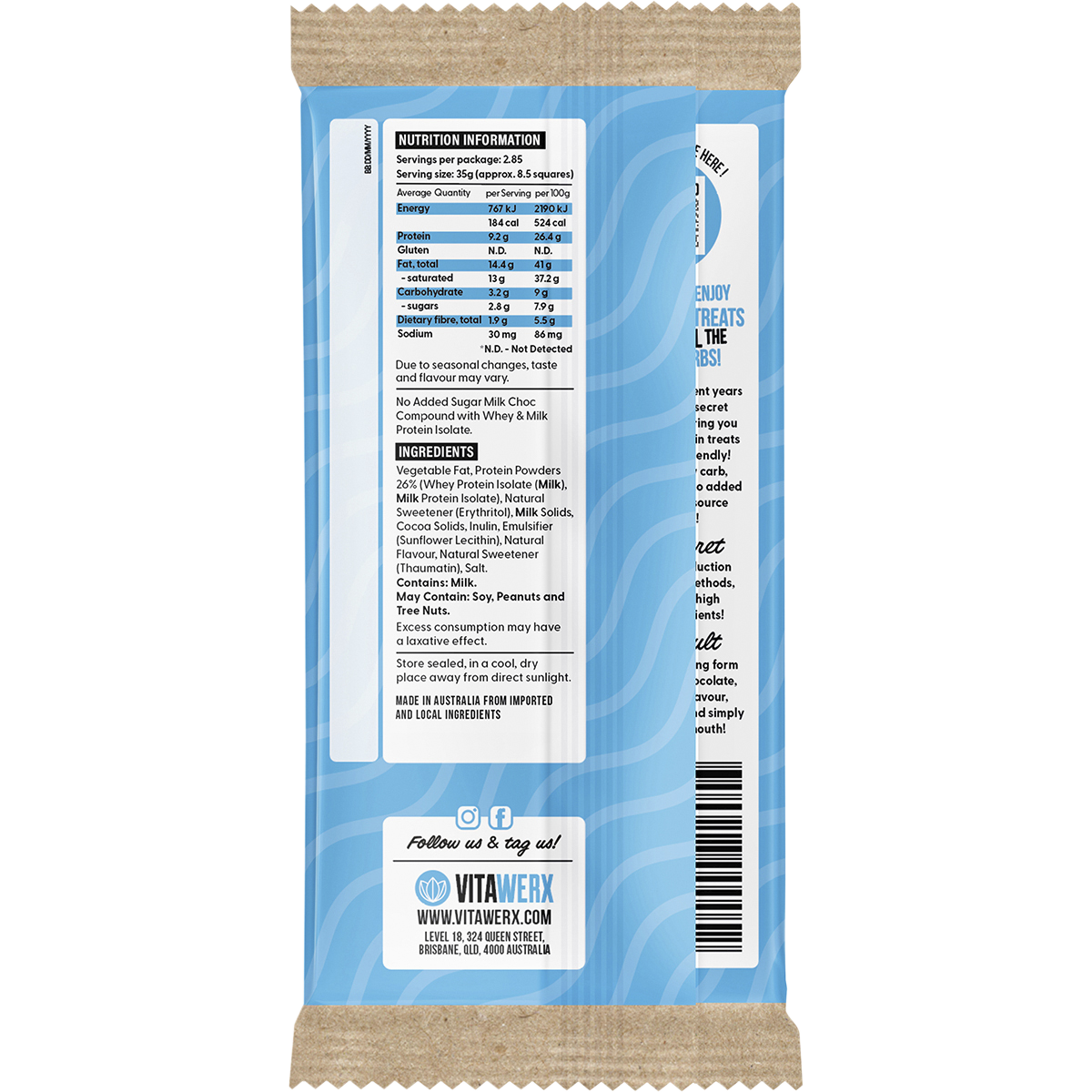 Vitawerx Protein Milk Choc Bar