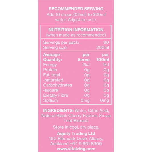 Vital Zing Water Drops Black Cherry