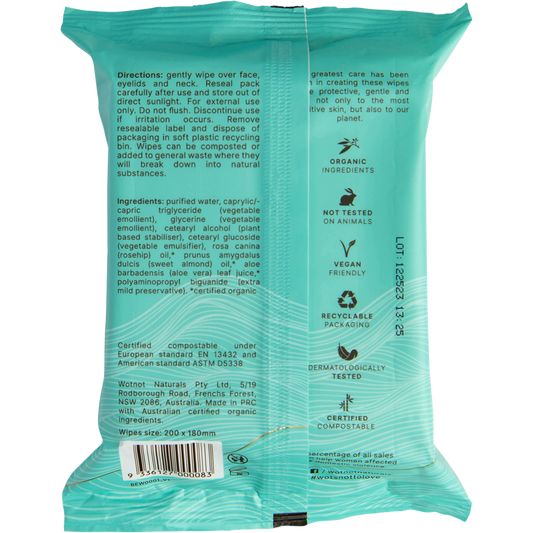 Wotnot Natural Face Wipes Sensitive