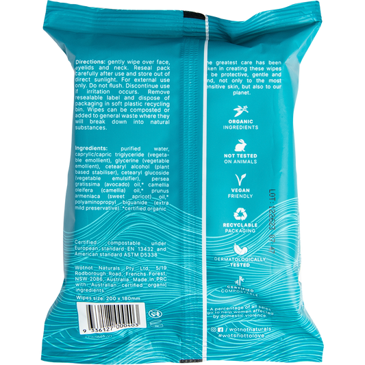 Wotnot Natural Face Wipes Ultra-Hydrating