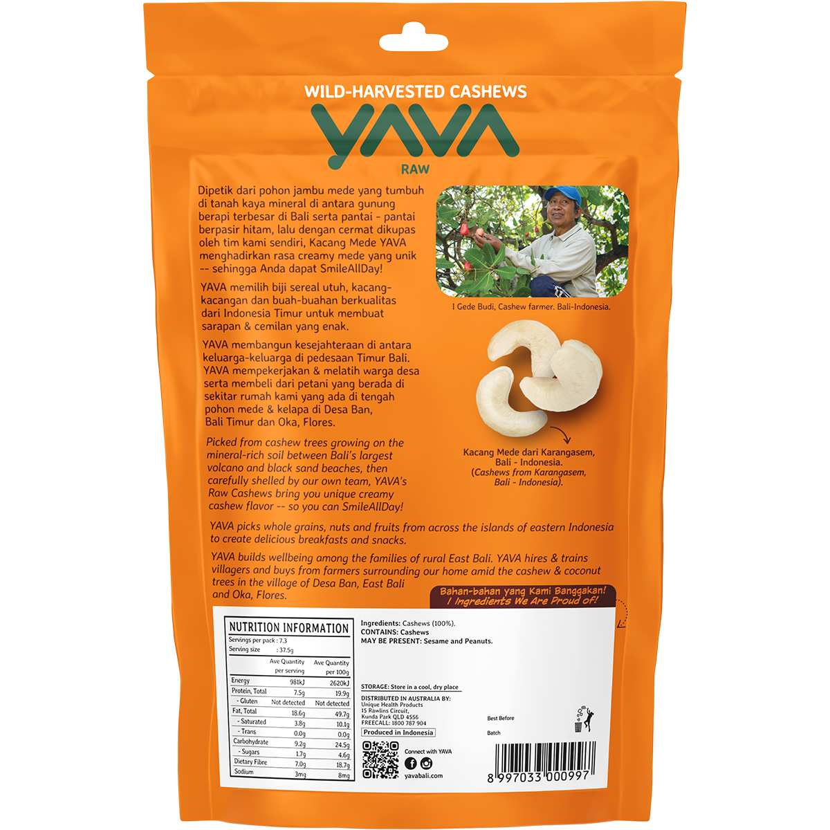 YAVA Wild-Harvested Cashews Raw