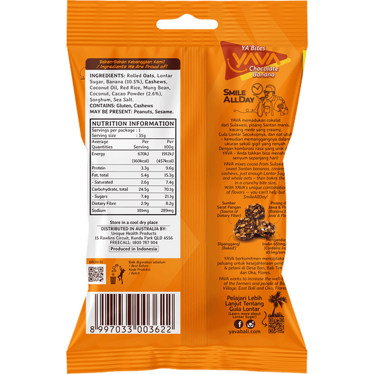 YAVA YA'Bites Granola Snack Chocolate Banana - Box of 8