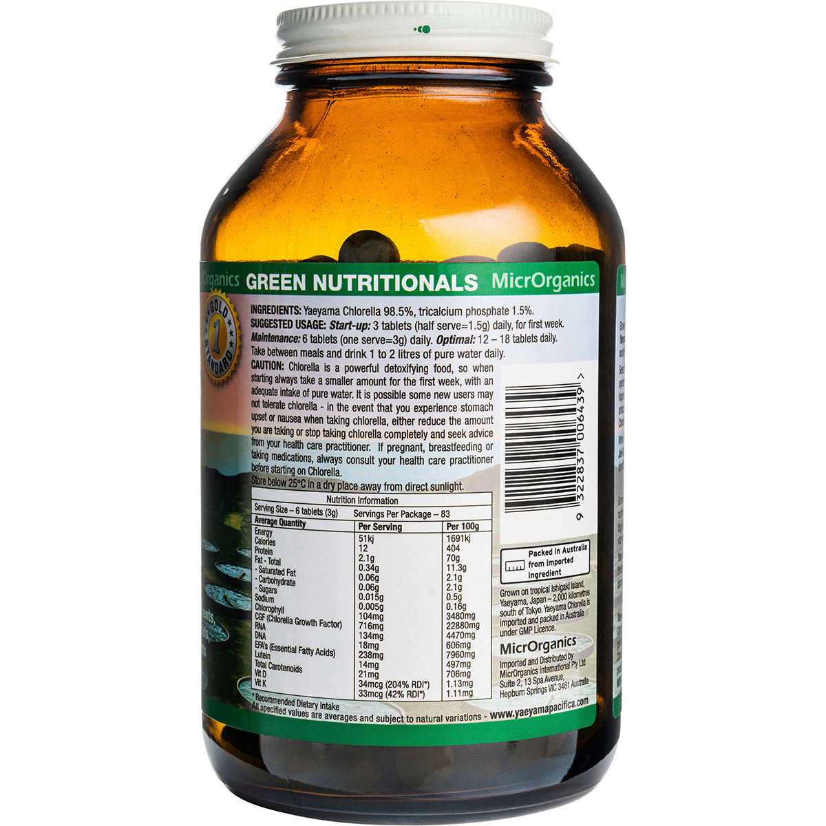 GREEN NUTRITIONALS Yaeyama Pacifica Chlorella Tablets 500mg 1 x 500 Tabs