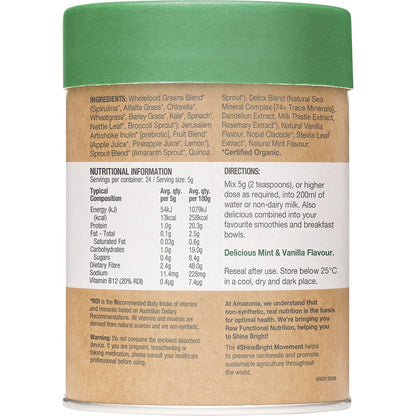 AMAZONIA Raw Nutrients Greens Mint & Vanilla 1 x 120g