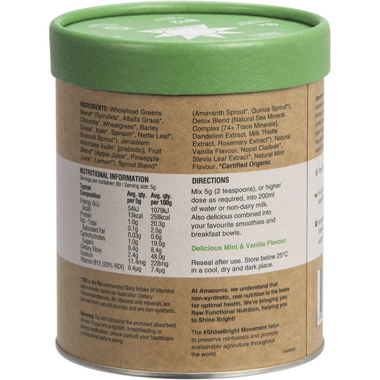 AMAZONIA Raw Nutrients Greens Mint & Vanilla 1 x 300g