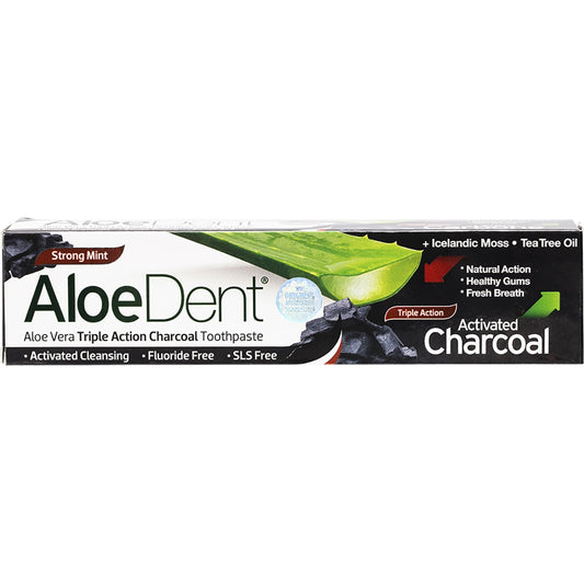 ALOE DENT Toothpaste Fluoride Free Triple Action Charcoal 1 x 100ml