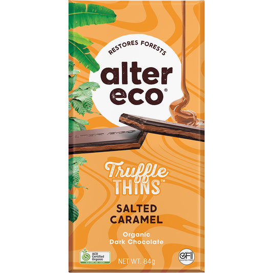 ALTER ECO Chocolate Organic Salted Caramel Dark Truffle Thins x 12