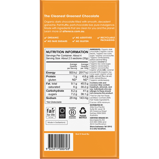 Alter Eco Chocolate Organic Salted Caramel Dark Truffle Thins - Box of 12