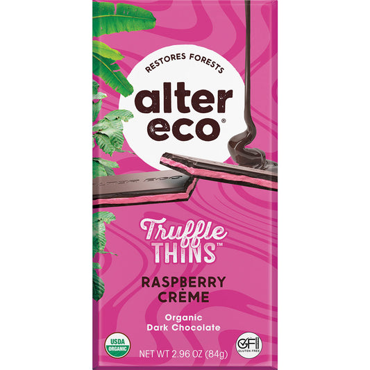 ALTER ECO Chocolate Organic Raspberry Creme Dark Truffle Thins x 12