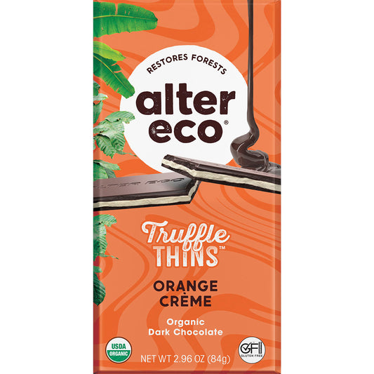 ALTER ECO Chocolate Organic Orange Creme Dark Truffle Thins x 12