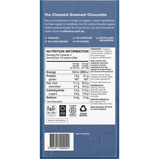 ALTER ECO Chocolate Organic Dark Classic Blackout x 12