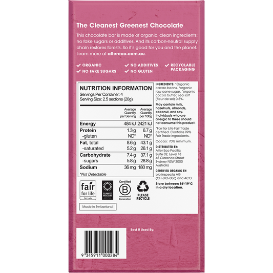 Alter Eco Chocolate Organic Dark Sea Salt - Box of 12