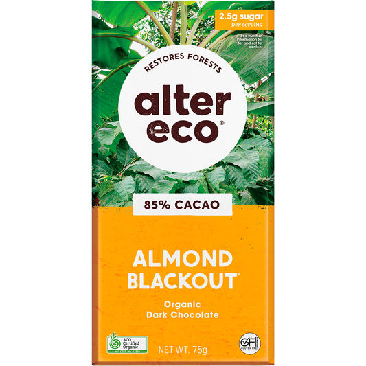 Alter Eco Chocolate Organic Dark Almonds Blackout - Box of 12