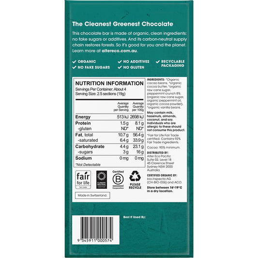 ALTER ECO Chocolate Organic Dark Mint Blackout x 12