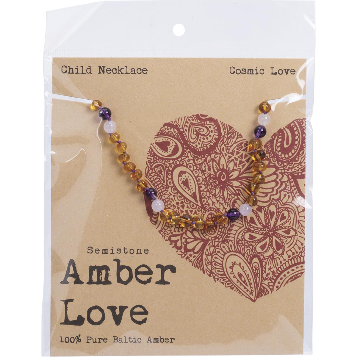 AMBER LOVE Children's Necklace 100% Baltic Amber Cosmic Love 1 x 33cm