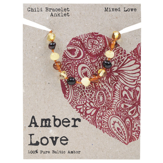 AMBER LOVE Children's Bracelet/Anklet 100% Baltic Amber Mixed 1 x 14cm