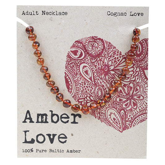 AMBER LOVE Adult's Necklace 100% Baltic Amber Cognac 1 x 46cm
