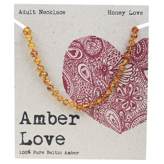 AMBER LOVE Adult's Necklace 100% Baltic Amber Honey 1 x 46cm