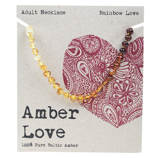 AMBER LOVE Adult's Necklace 100% Baltic Amber Rainbow 1 x 46cm