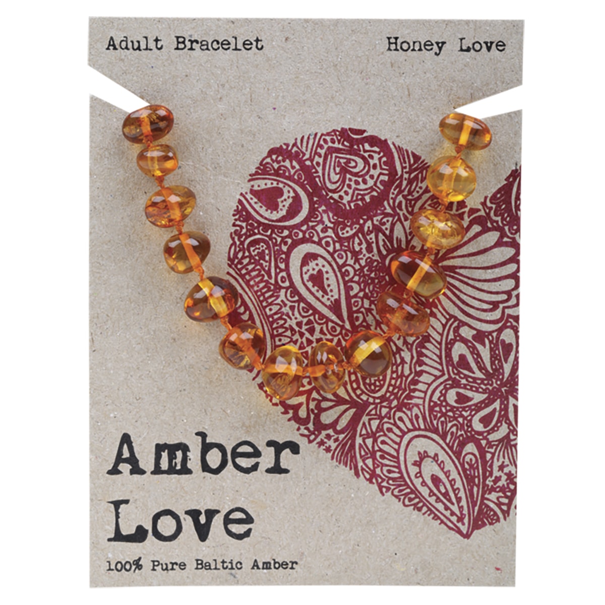 AMBER LOVE Adult's Bracelet 100% Baltic Amber Honey 1 x 20cm