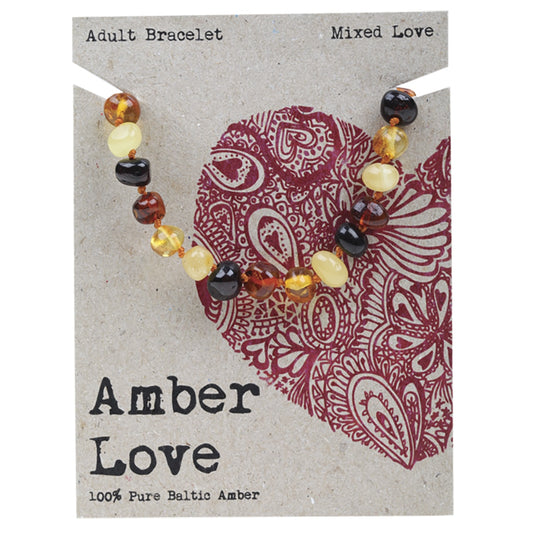 AMBER LOVE Adult's Bracelet 100% Baltic Amber Mixed 1 x 20cm