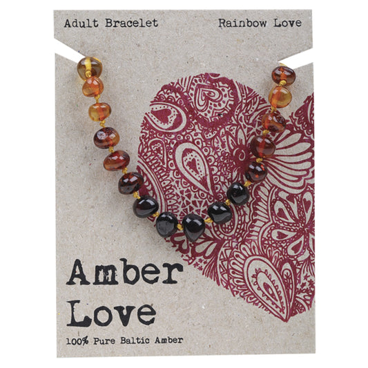 AMBER LOVE Adult's Bracelet 100% Baltic Amber Rainbow 1 x 20cm