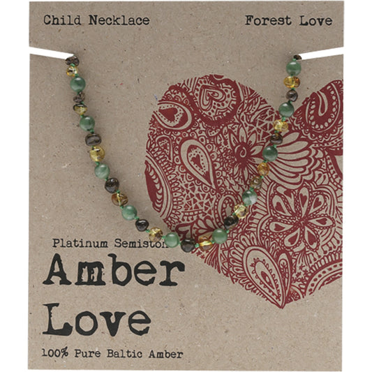 AMBER LOVE Children's Necklace 100% Baltic Amber Forest 1 x 33cm