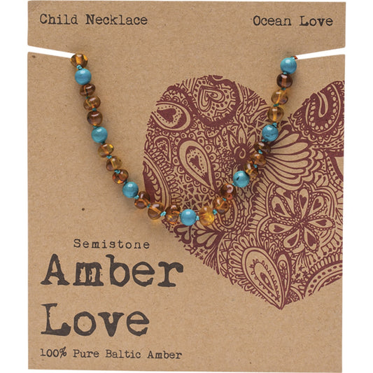 AMBER LOVE Children's Necklace 100% Baltic Amber Ocean 1 x 33cm