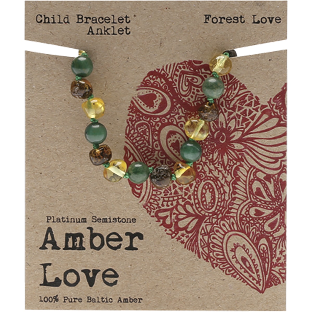 AMBER LOVE Children's Bracelet/Anklet 100% Baltic Amber Forest 1 x 14cm