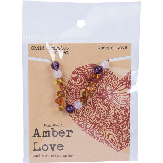 AMBER LOVE Children's Bracelet/Anklet 100% Baltic Amber Cosmic 1 x 14cm