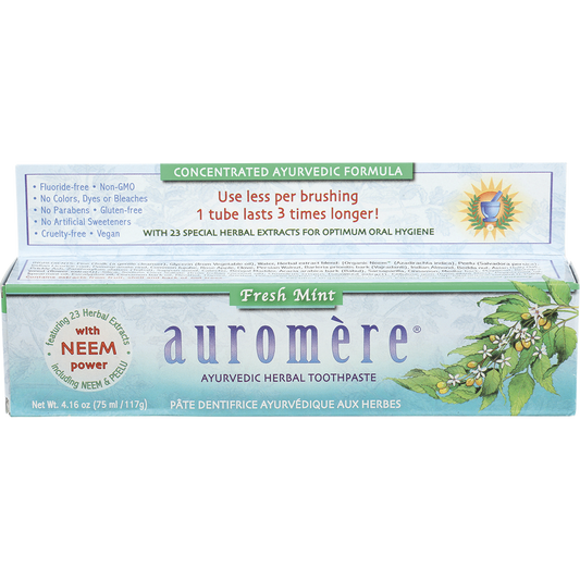 Auromere Toothpaste Ayurvedic Fresh Mint Fluoride Free - Box of 6