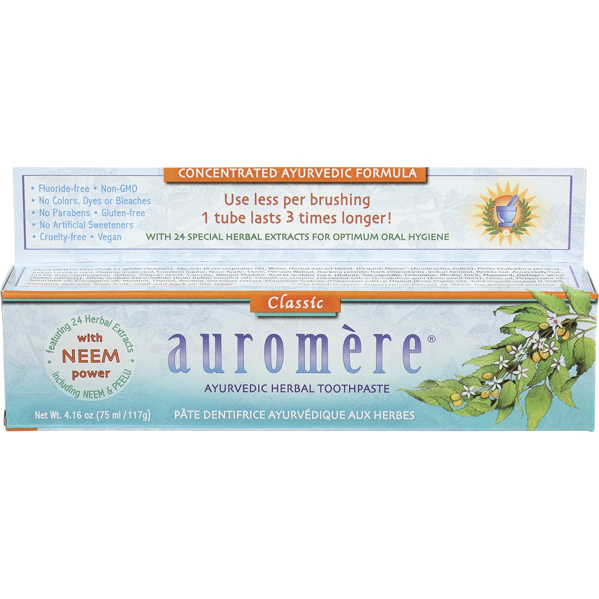 AUROMERE Toothpaste Ayurvedic Classic Licorice Fluoride Free 6 x 117g