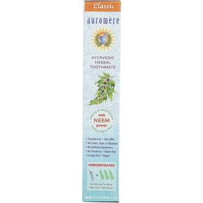AUROMERE Toothpaste Ayurvedic Classic Licorice Fluoride Free 6 x 117g