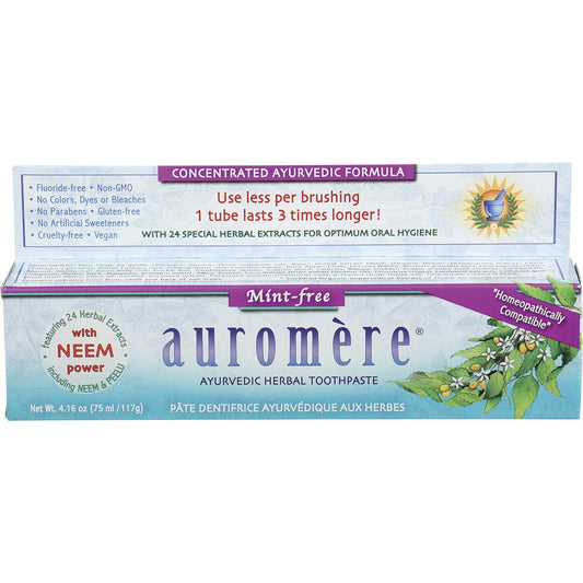 AUROMERE Toothpaste Ayurvedic Mint Free Fluoride Free 6 x 117g