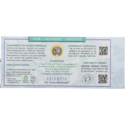 AUROMERE Toothpaste Ayurvedic Mint Free Fluoride Free 6 x 117g