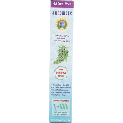 AUROMERE Toothpaste Ayurvedic Mint Free Fluoride Free 6 x 117g