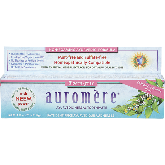 Auromere Toothpaste Ayurvedic Cardamom Fennel Fluoride Free - Box of 6